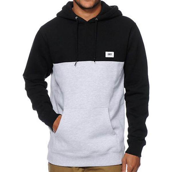 Felpa Obey West Pullover Hooded Fleece Black-Heather-Grey