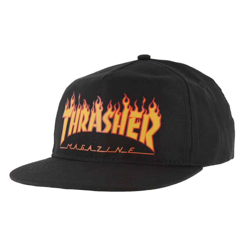 Cappellino Thrasher Magazine Flame Snapback Black